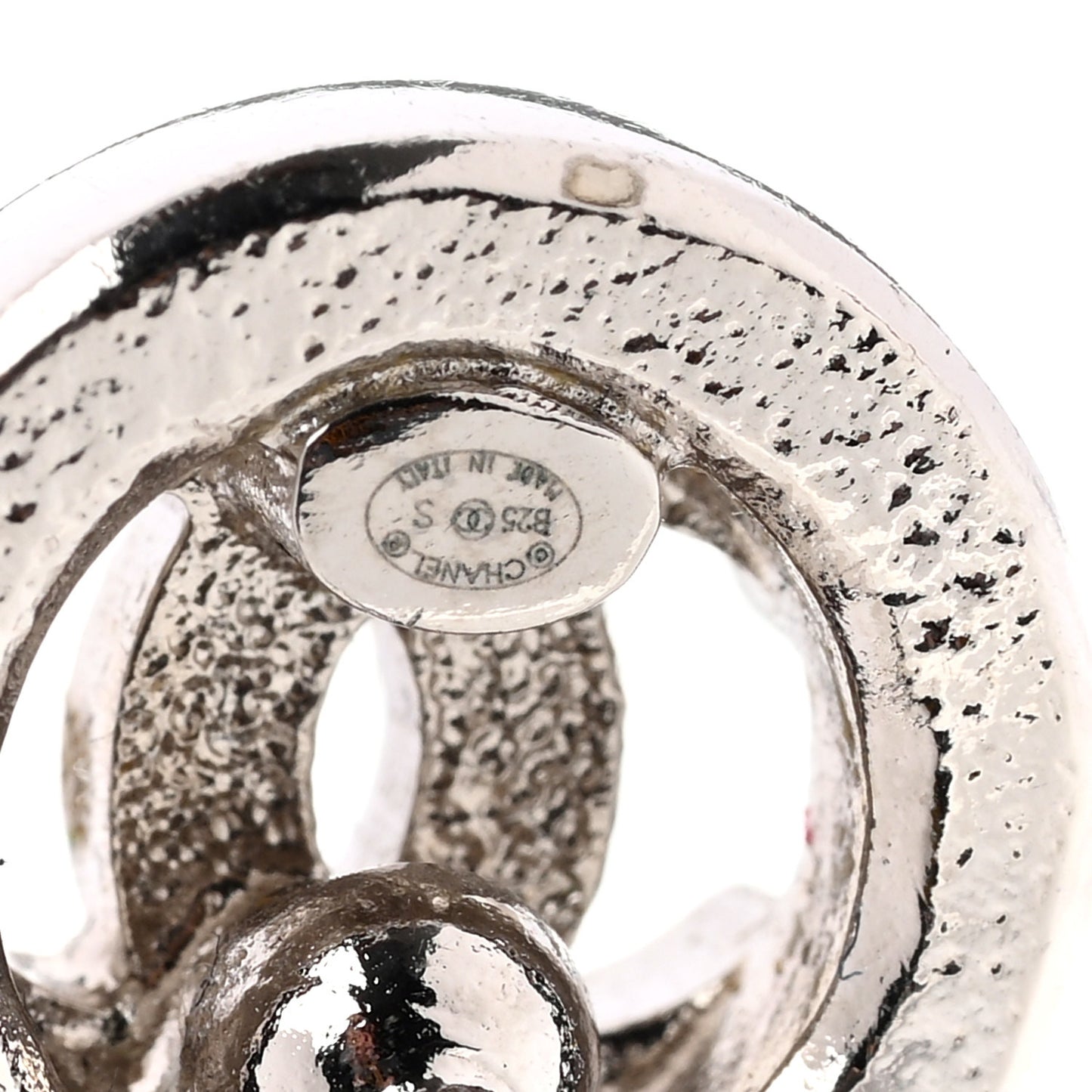 Crystal CC Round Earrings Silver