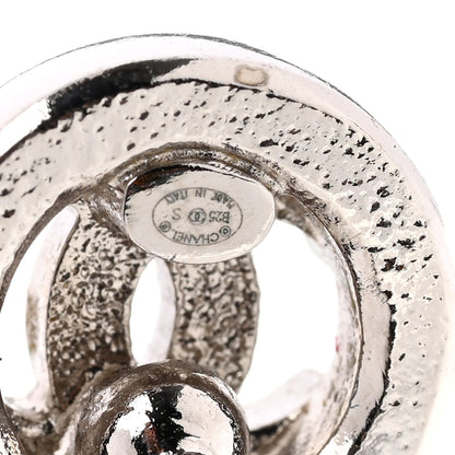 Chanel Crystal CC Round Earrings Silver 4 of 5