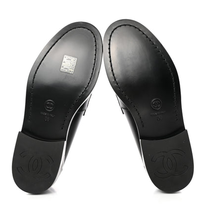 Chanel Shiny Calfskin CC Loafers Black White 36 Black White 5 of 10