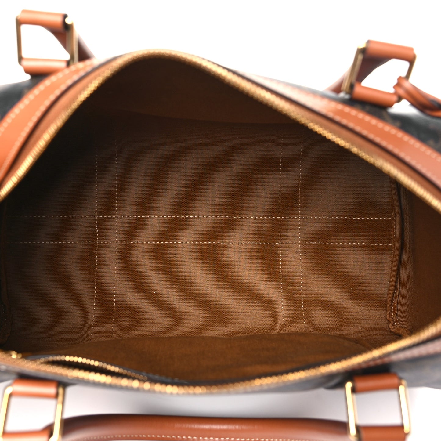 Triomphe Canvas Calfskin Boston Bag Tan