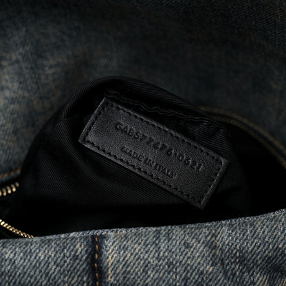 Saint Laurent Denim Quilted Small Loulou Puffer Monogram Chain Satchel Rodeo Blue 7 of 10