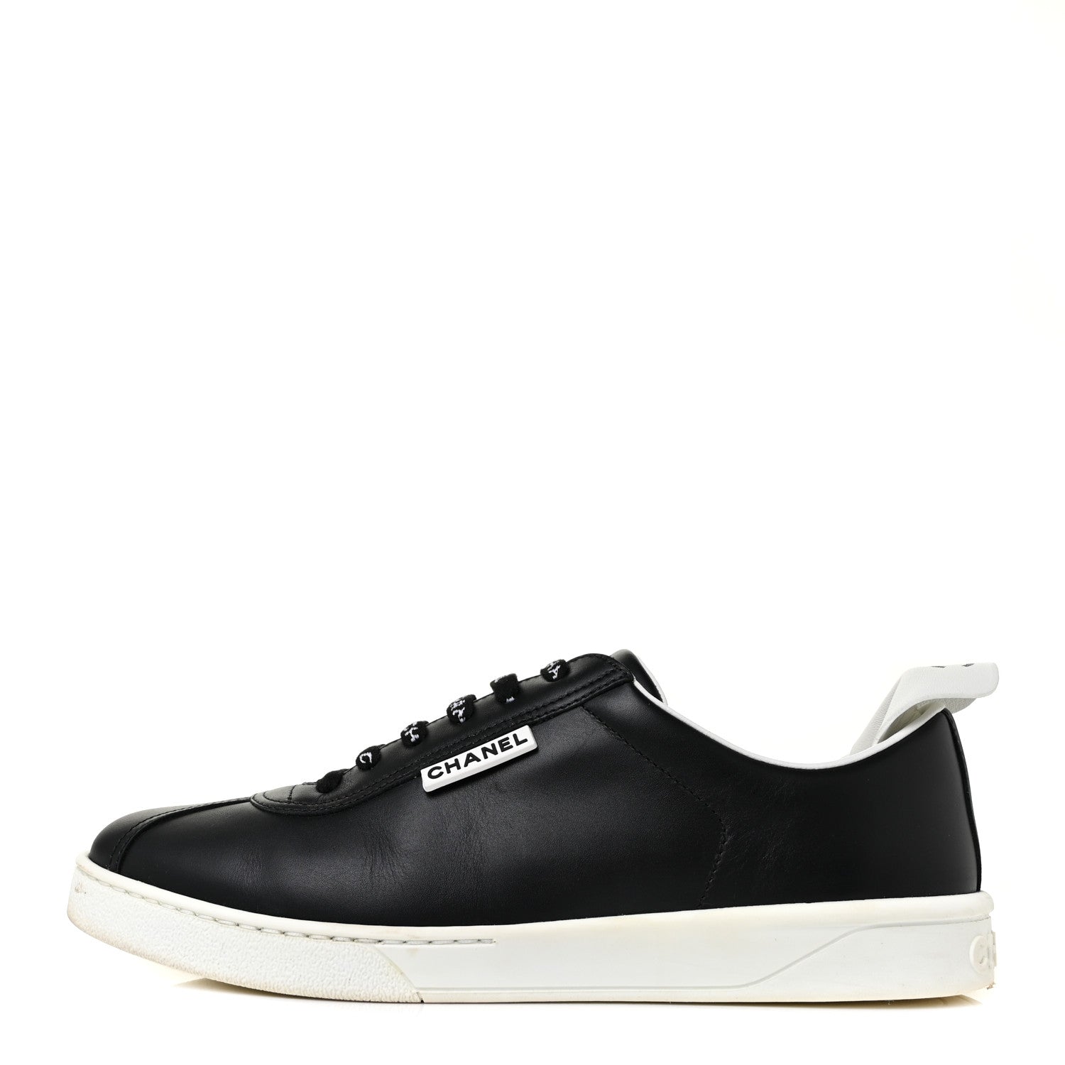 Chanel Calfskin CC Womens Sneakers 39.5 Black 1 of 9