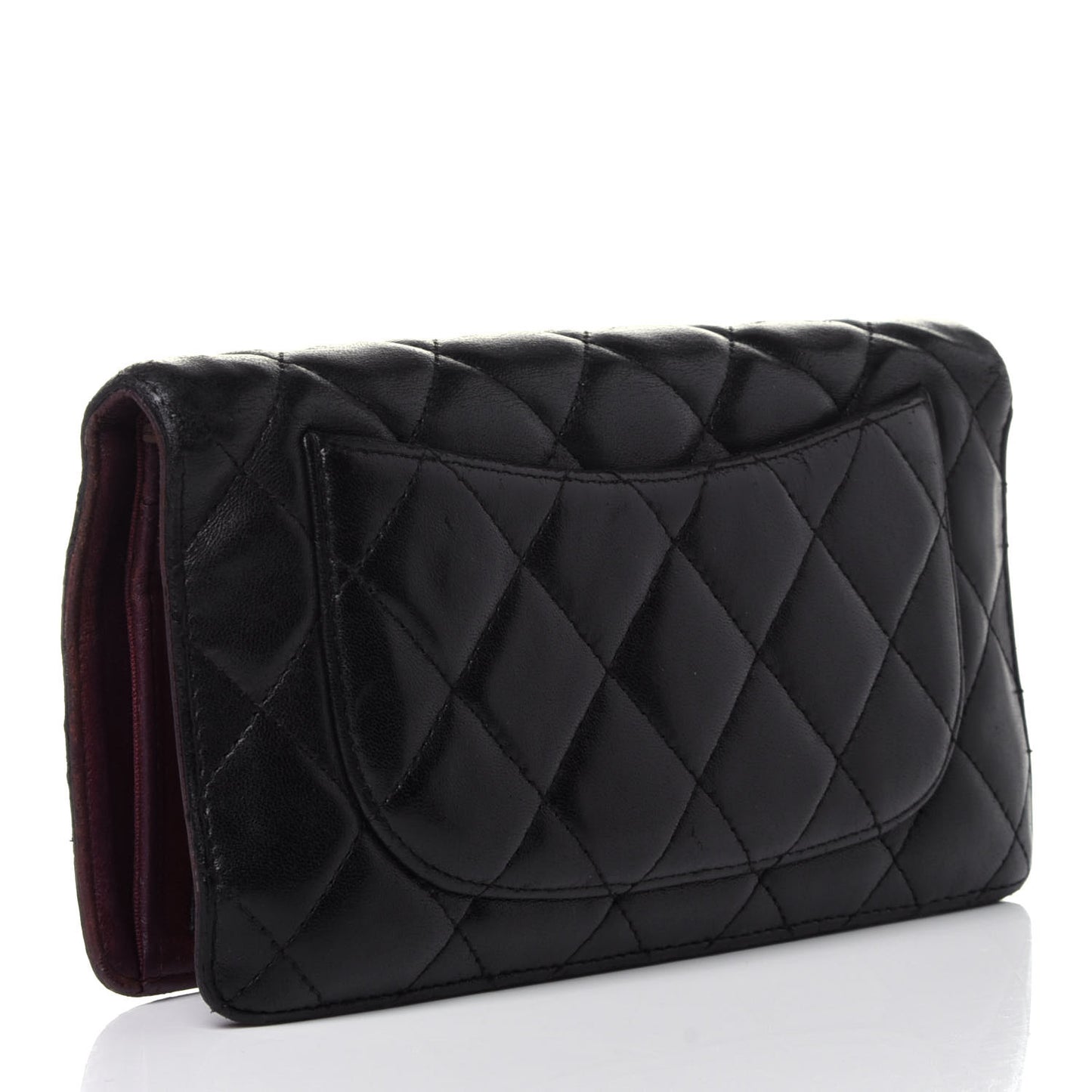 Lambskin Quilted Yen Wallet Black