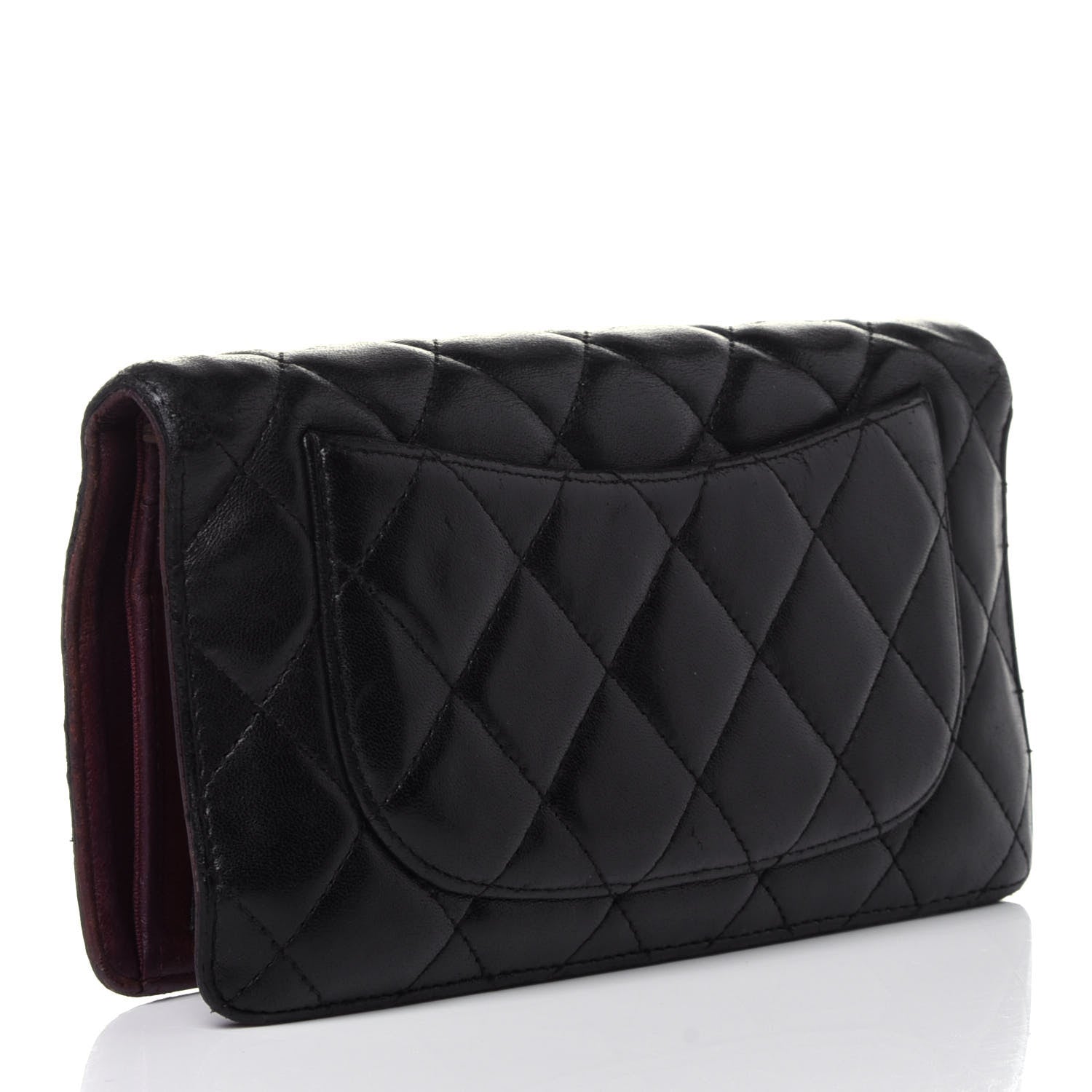 Chanel Lambskin Quilted Yen Wallet Black 3 of 13