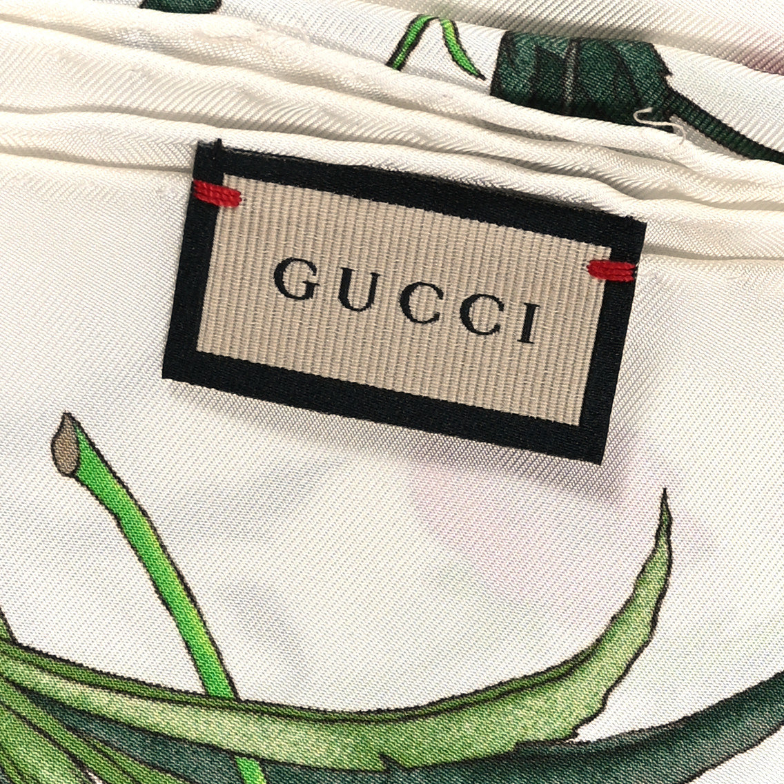 Silk Twill Flora Square Scarf White