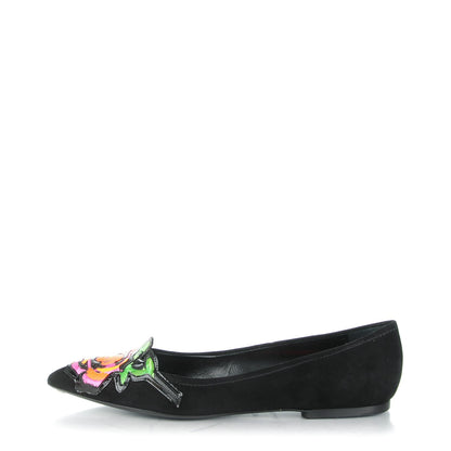 Louis Vuitton Suede Graffiti Rose Ballet Flats 39 Black 1 of 8
