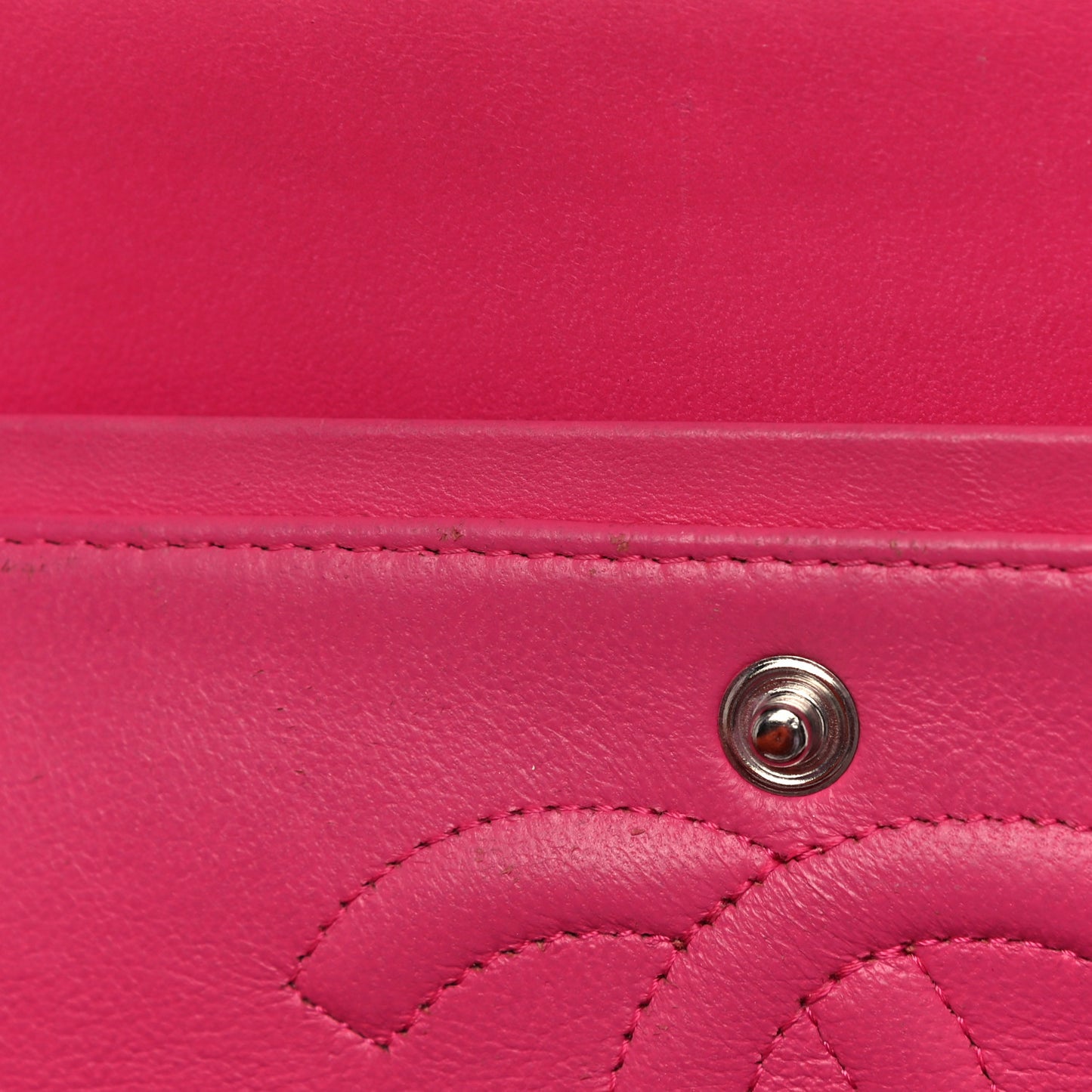 Lambskin Quilted Medium Double Flap Dark Pink