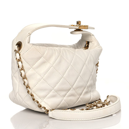 Chanel Lambskin Quilted Small Perfect Meeting Hobo White 3 of 11