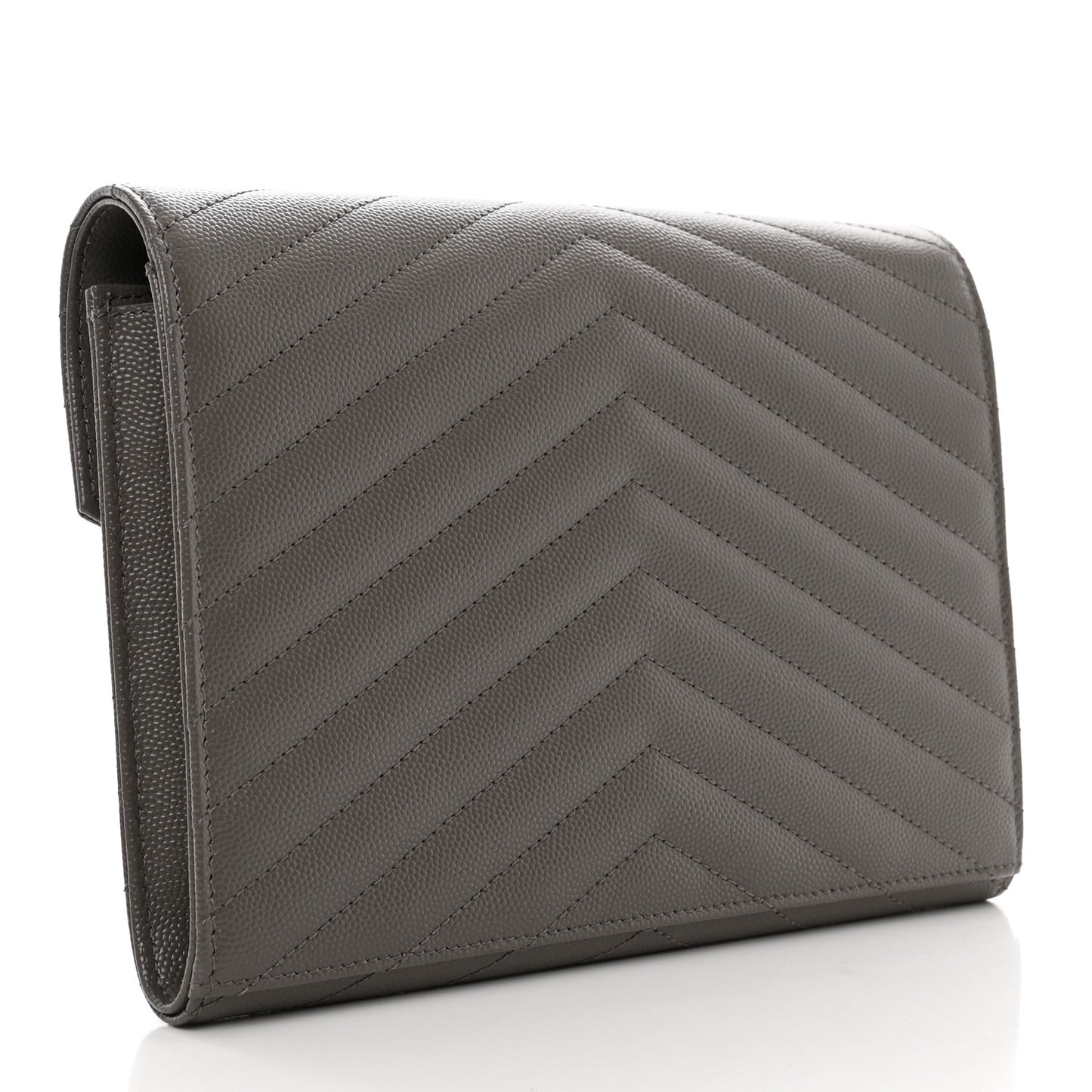 Grain De Poudre Matelasse Chevron Monogram Envelope Clutch Fog