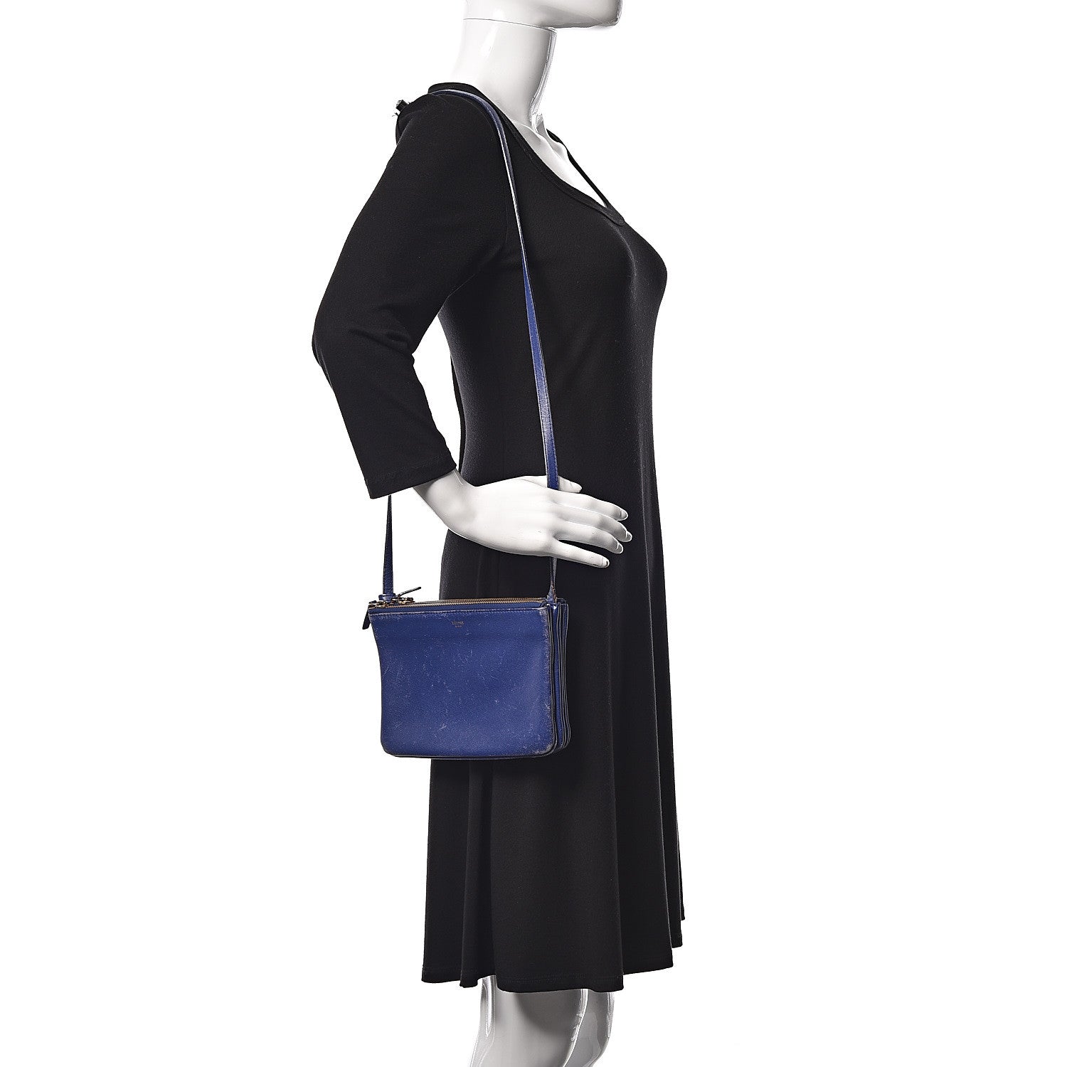 Celine Lambskin Small Trio Crossbody Bag Violet Blue 2 of 15