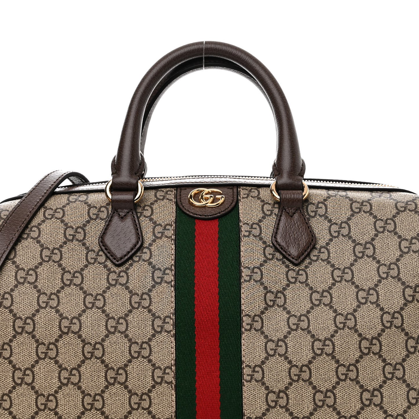 GG Supreme Monogram Web Medium Ophidia Top Handle Bag Beige Ebony