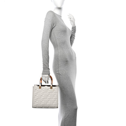 Fendi Vitello Plexiglass FF Embossed Small Fendi Sunshine Shopper Tote White 2 of 12