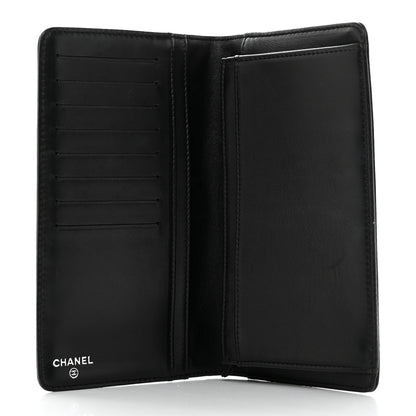 Chanel Lambskin Camellia Embossed Yen Wallet Black 5 of 7
