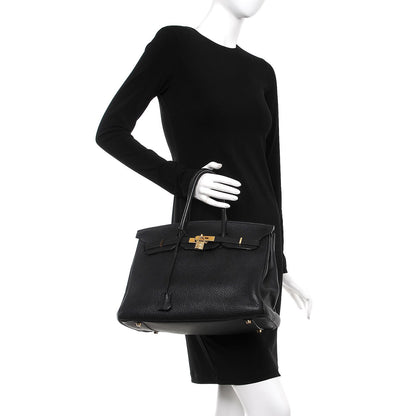 Hermes Taurillon Clemence Birkin 35 Black 2 of 32