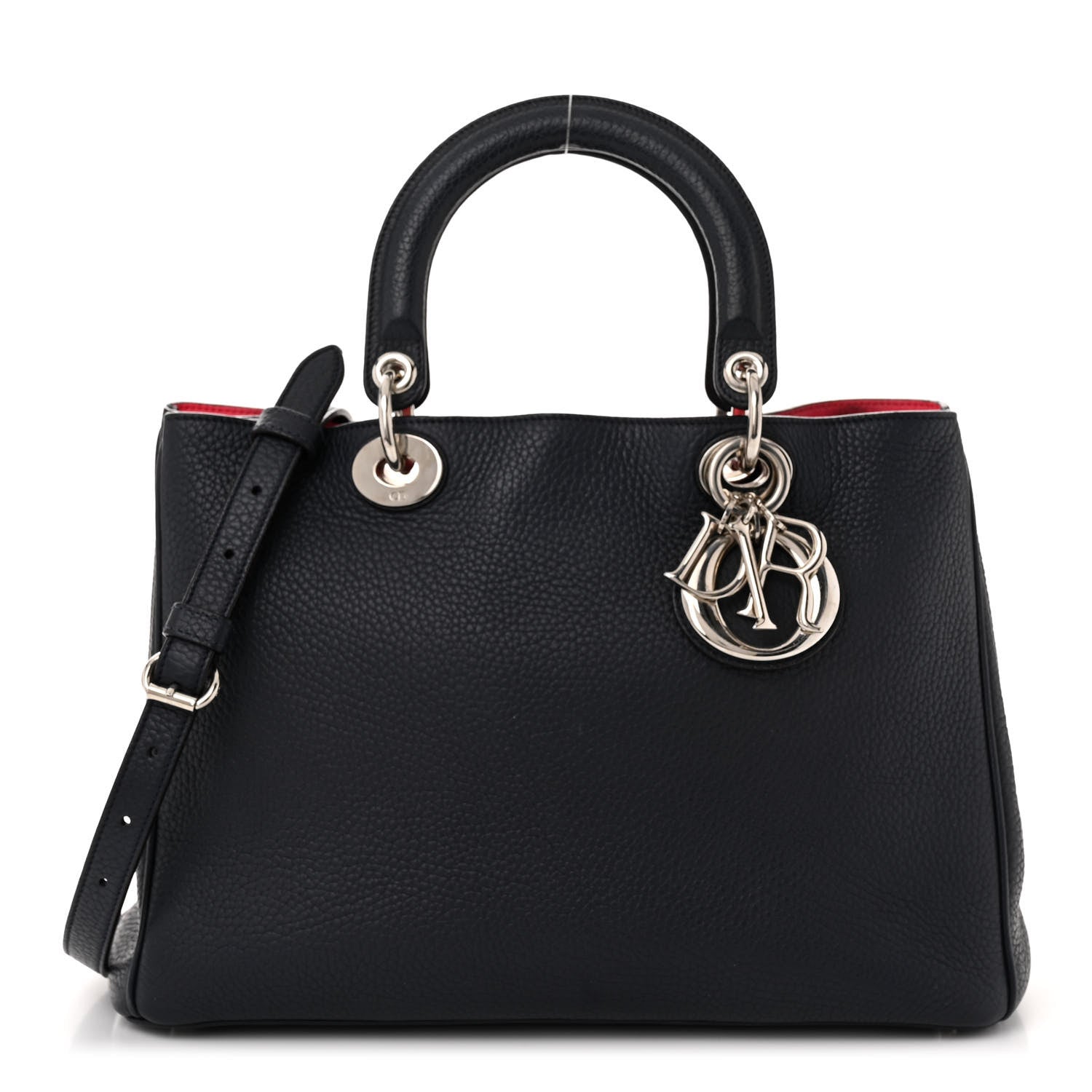 Christian Dior Bullcalf Medium Diorissimo Tote Navy Fuchsia 3 of 15