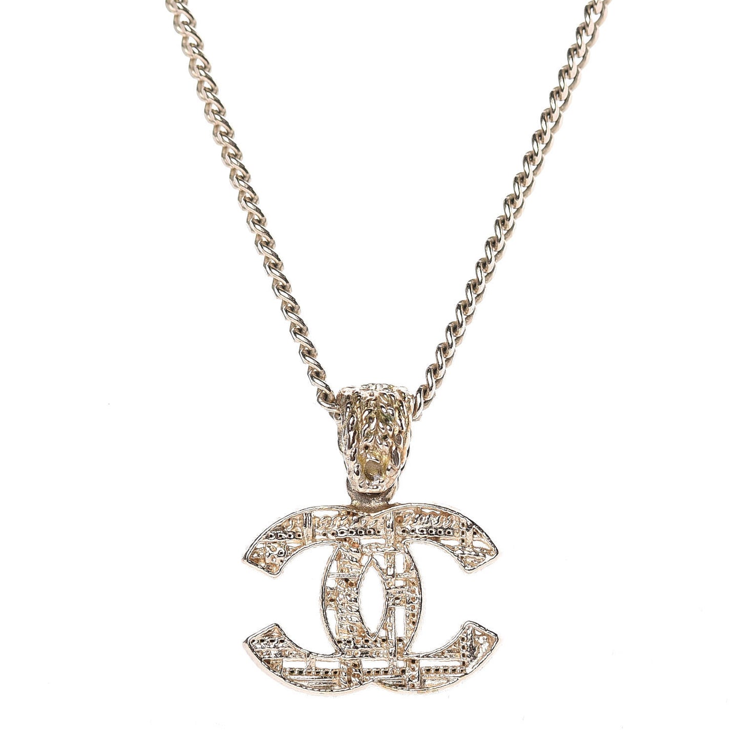 Tweed Effect CC Necklace Gold