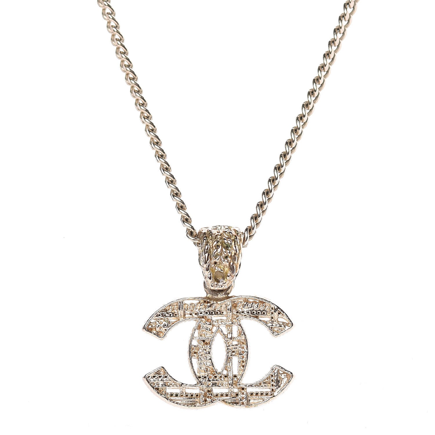 Chanel Tweed Effect CC Necklace Gold 5 of 6