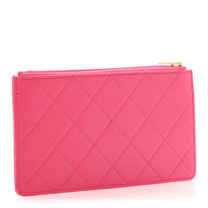 Chanel Lambskin Quilted Zip Pouch Pink 3 of 7