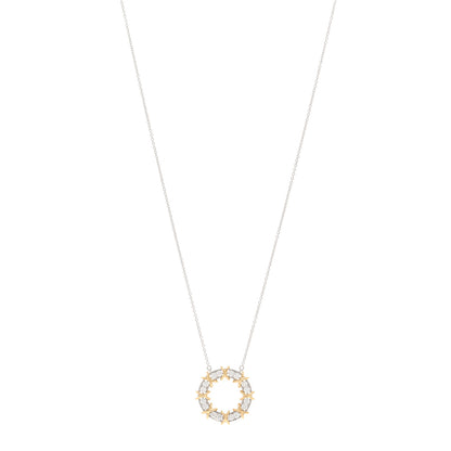 Tiffany 18K Yellow Gold Platinum Diamond Schlumberger Sixteen Stone Circle Pendant Necklace 1 of 5
