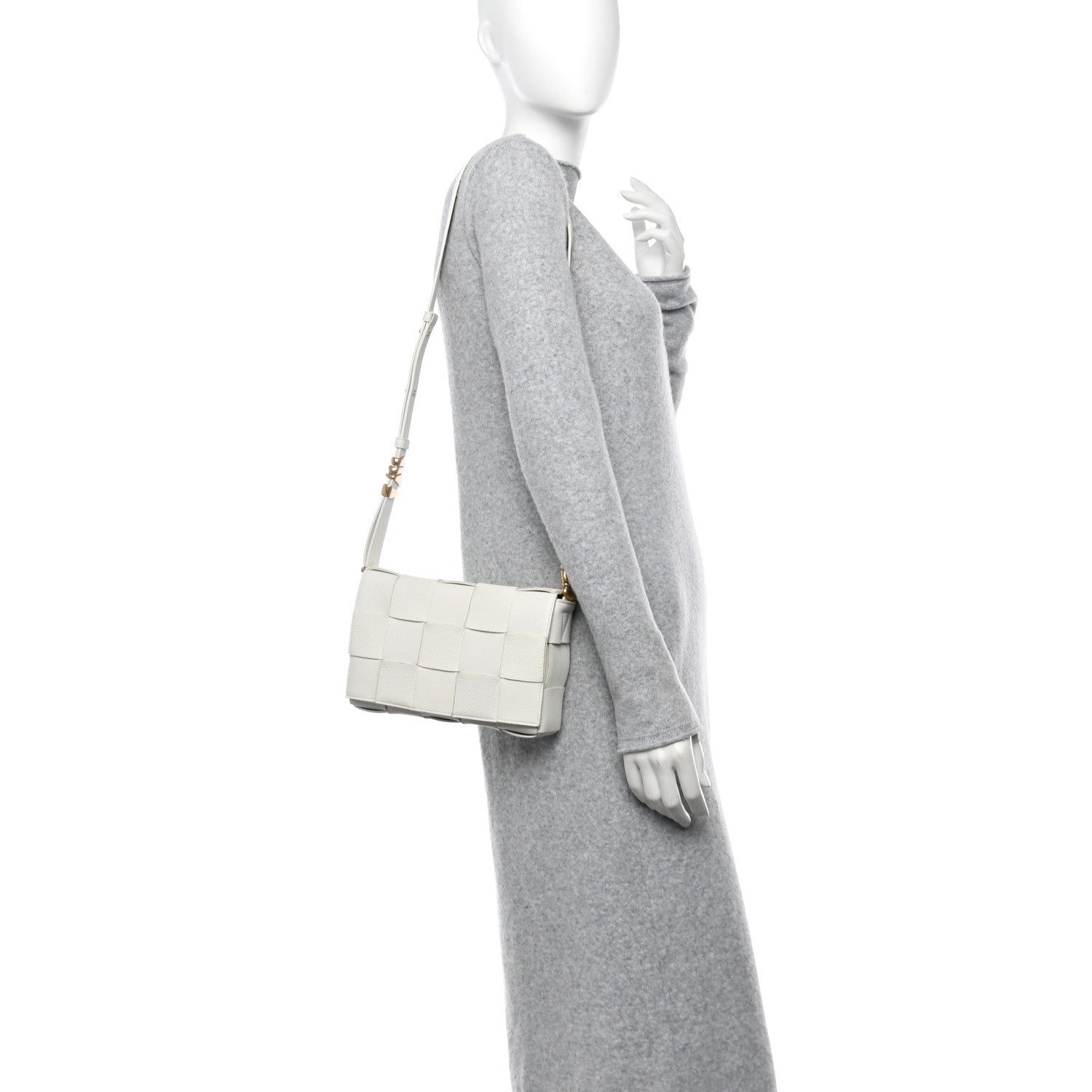 Bottega Veneta Grained Calfskin Maxi Intrecciato Cassette Crossbody Bag White 2 of 11