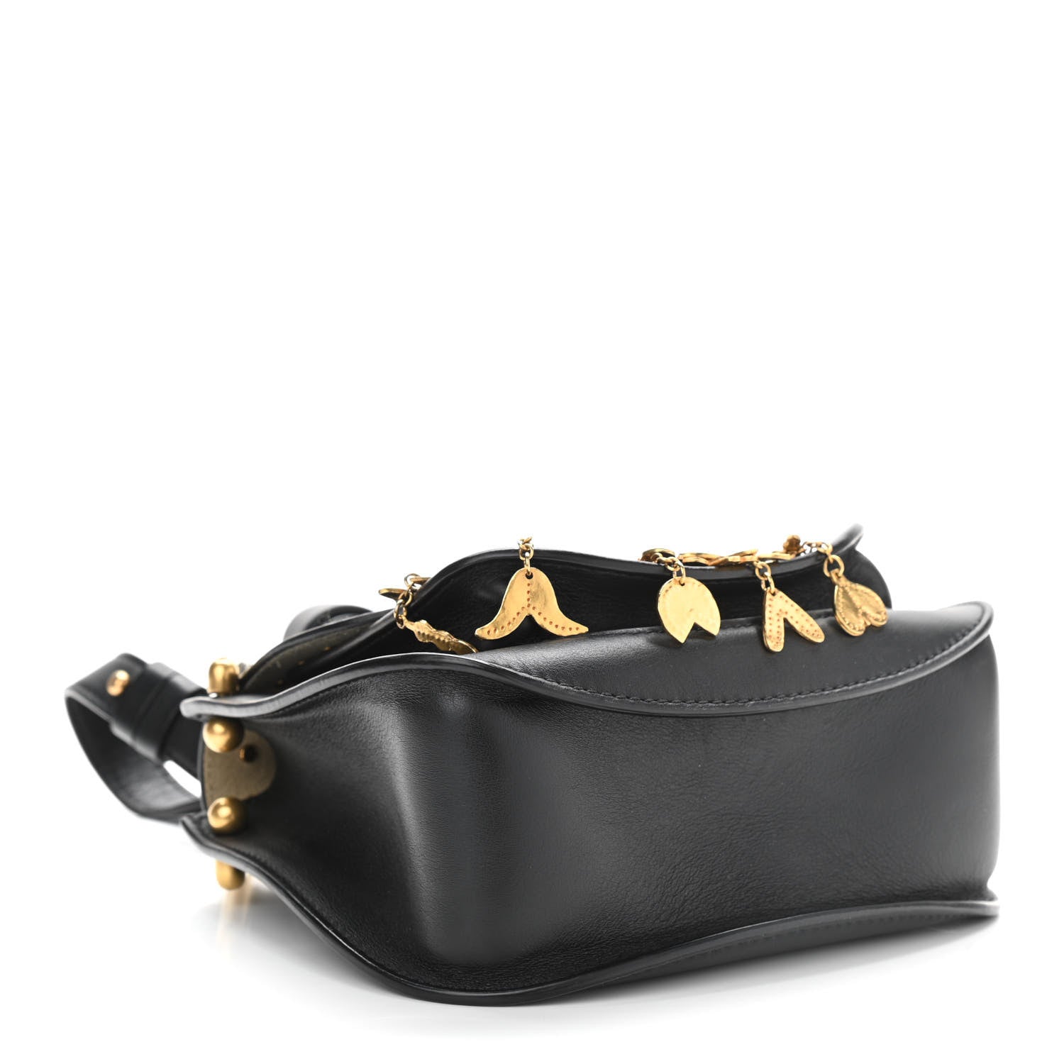 Chloe Calfskin Studded Charm Fringe Mini Hudson Crossbody Bag Black 4 of 10