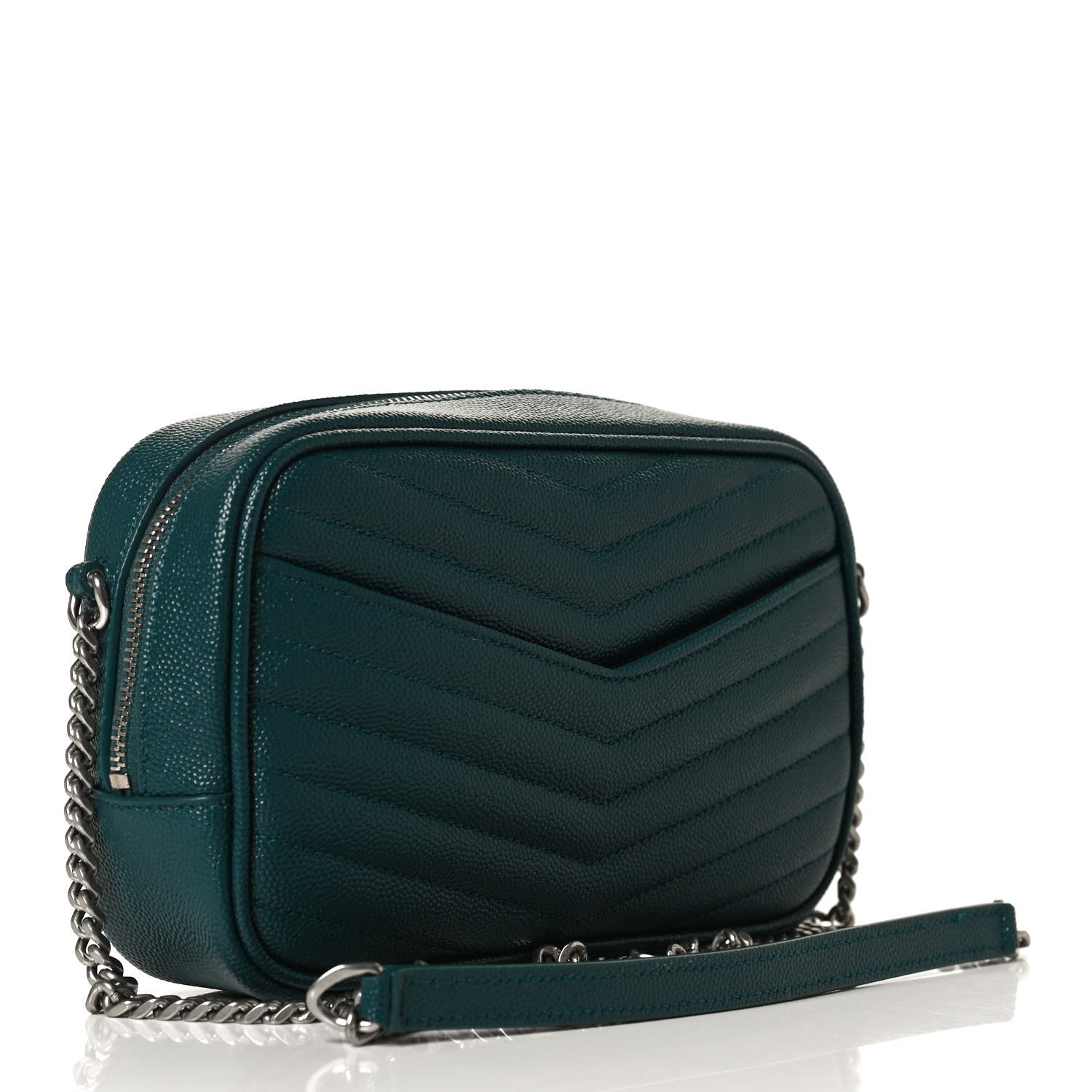 Saint Laurent Grain De Poudre Matelasse Monogram Mini Lou Camera Bag Petrol Green 3 of 12