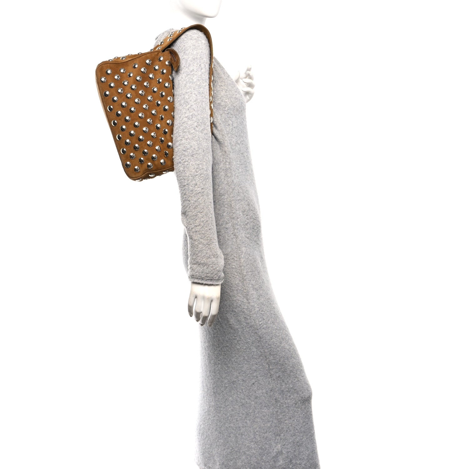 Khaite Suede Calfskin Studded Elena Nougat 2 of 9