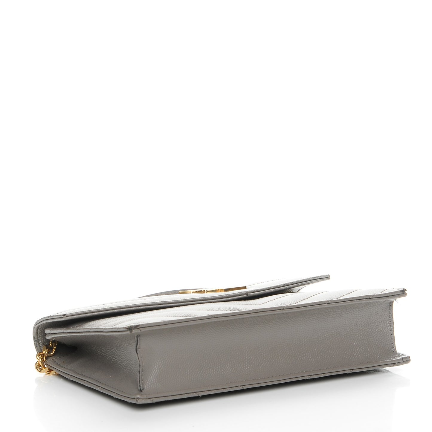 Grain De Poudre Matelasse Chevron Monogram Chain Wallet Fog