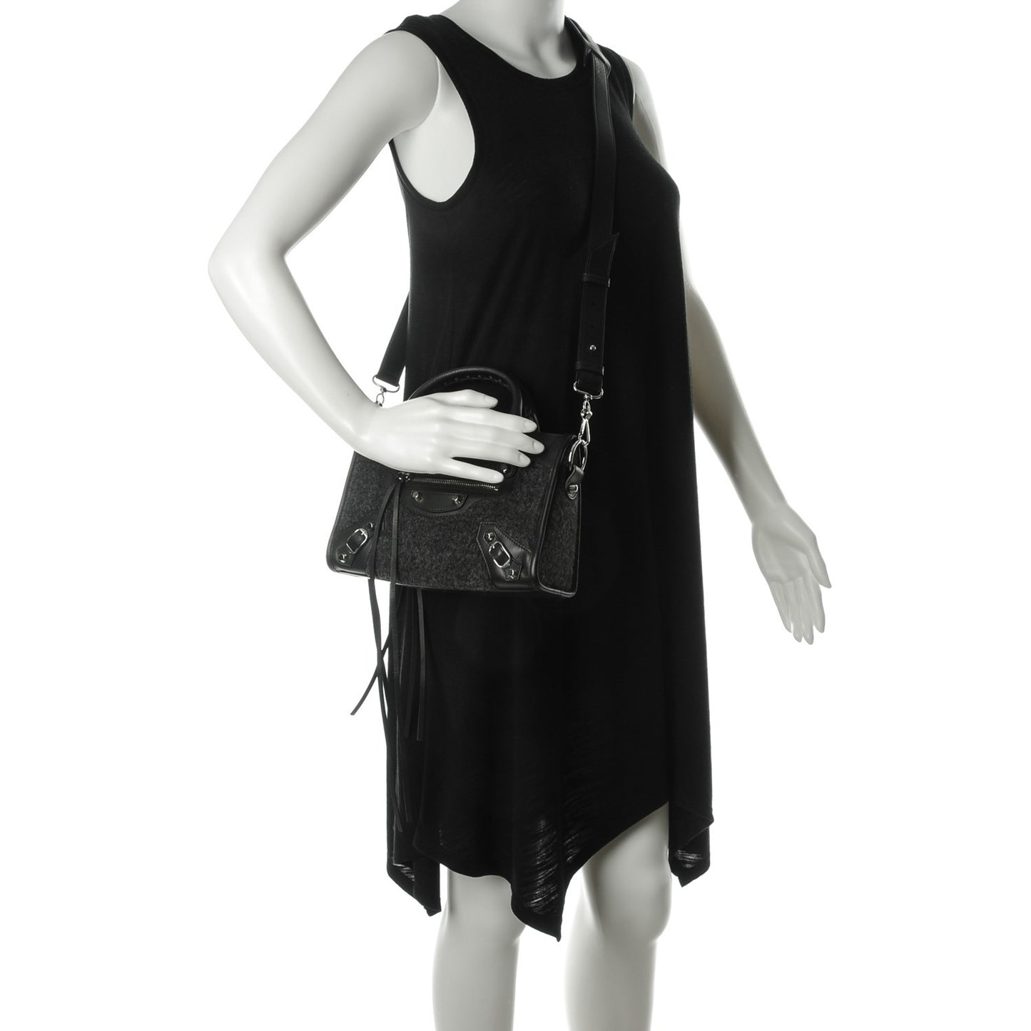 Alpaca Calfskin Classic Silver Hardware Mini City Black