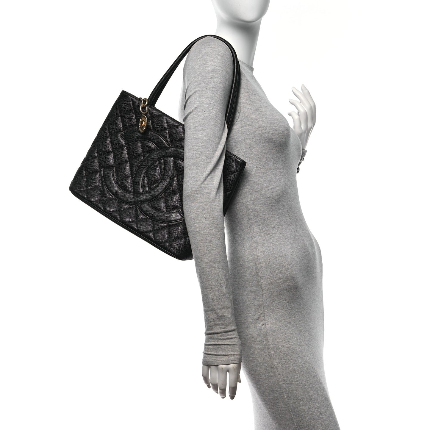 Caviar Quilted Medallion Tote Black