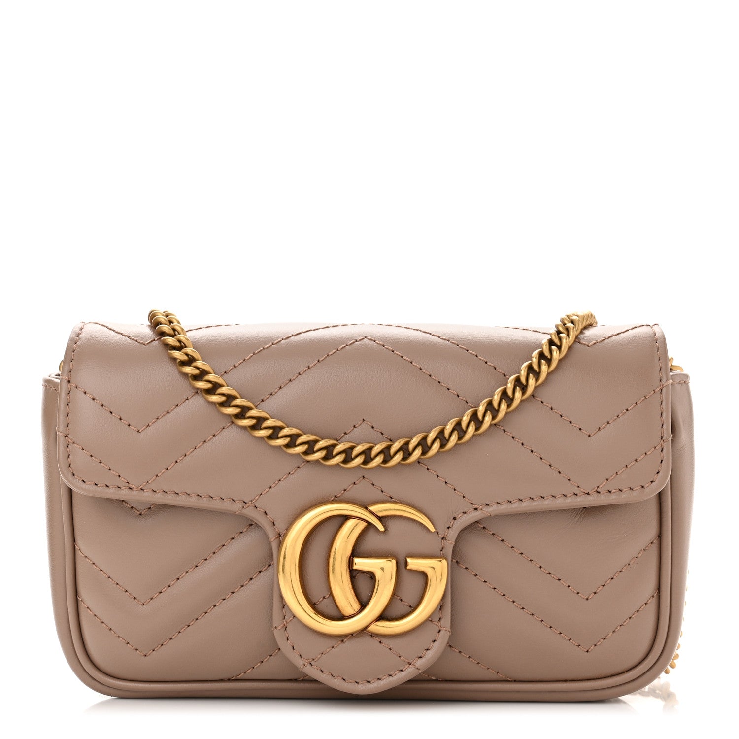 Gucci Calfskin Matelasse Super Mini GG Marmont Shoulder Bag Porcelain Rose 1 of 11