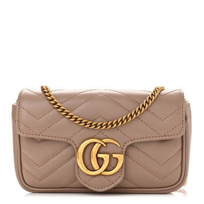 Gucci Calfskin Matelasse Super Mini GG Marmont Shoulder Bag Porcelain Rose 1 of 11