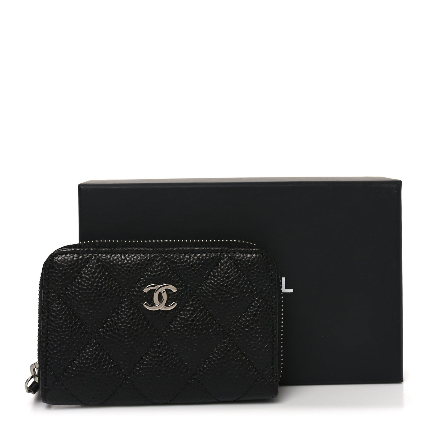 Caviar Quilted Zip Coin Purse Black