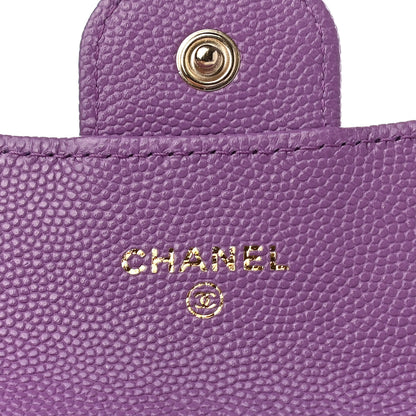 Chanel Caviar Quilted Flap Card Holder Wallet Purple 6 of 9