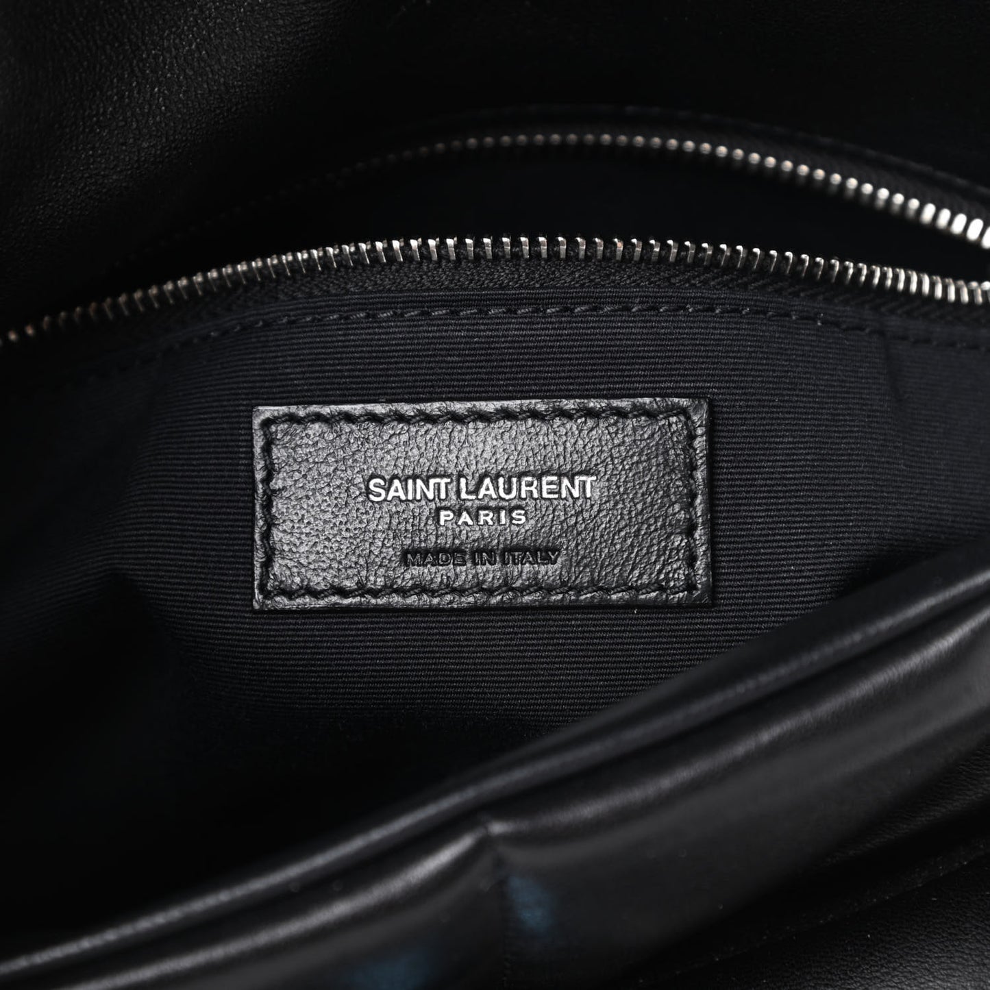 Lambskin Quilted Small Loulou Puffer Monogram Chain Satchel Black