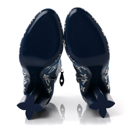 Louis Vuitton Denim Monogram Silhouette Ankle Boots 39 Navy Blue 5 of 6