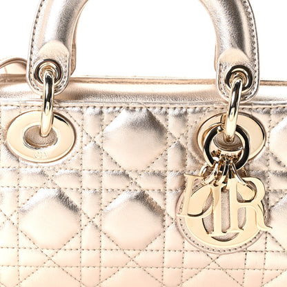 Christian Dior Metallic Lambskin Cannage Small Lady D-Joy Champagne 7 of 9