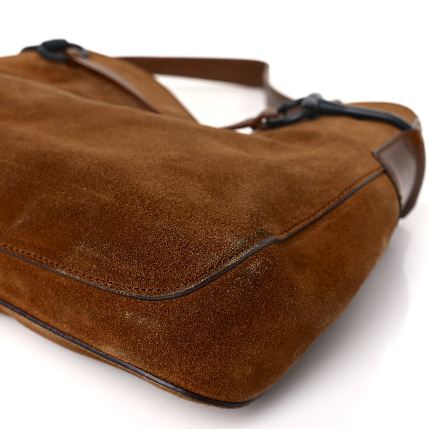 Suede Horsebit Drawstring Hobo Brown