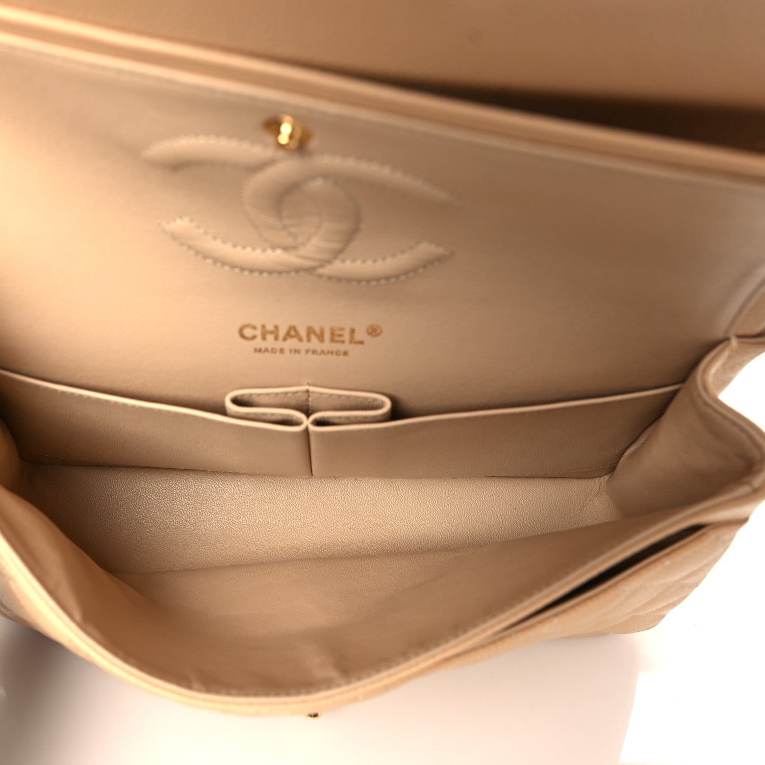 Chanel Caviar Quilted Medium Double Flap Beige 5 of 9