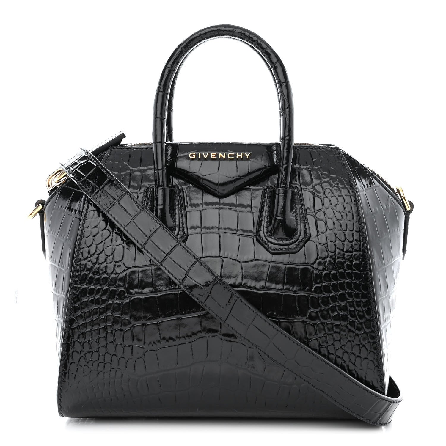 Givenchy Calfskin Crocodile Embossed Mini Antigona Black 1 of 13