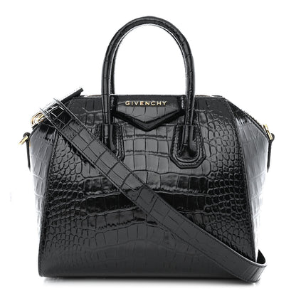 Givenchy Calfskin Crocodile Embossed Mini Antigona Black 1 of 13