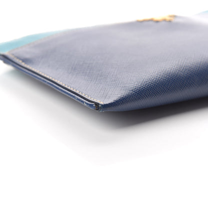 Prada Saffiano Lux Bi-Color Clutch Bleuette Turchese 5 of 9