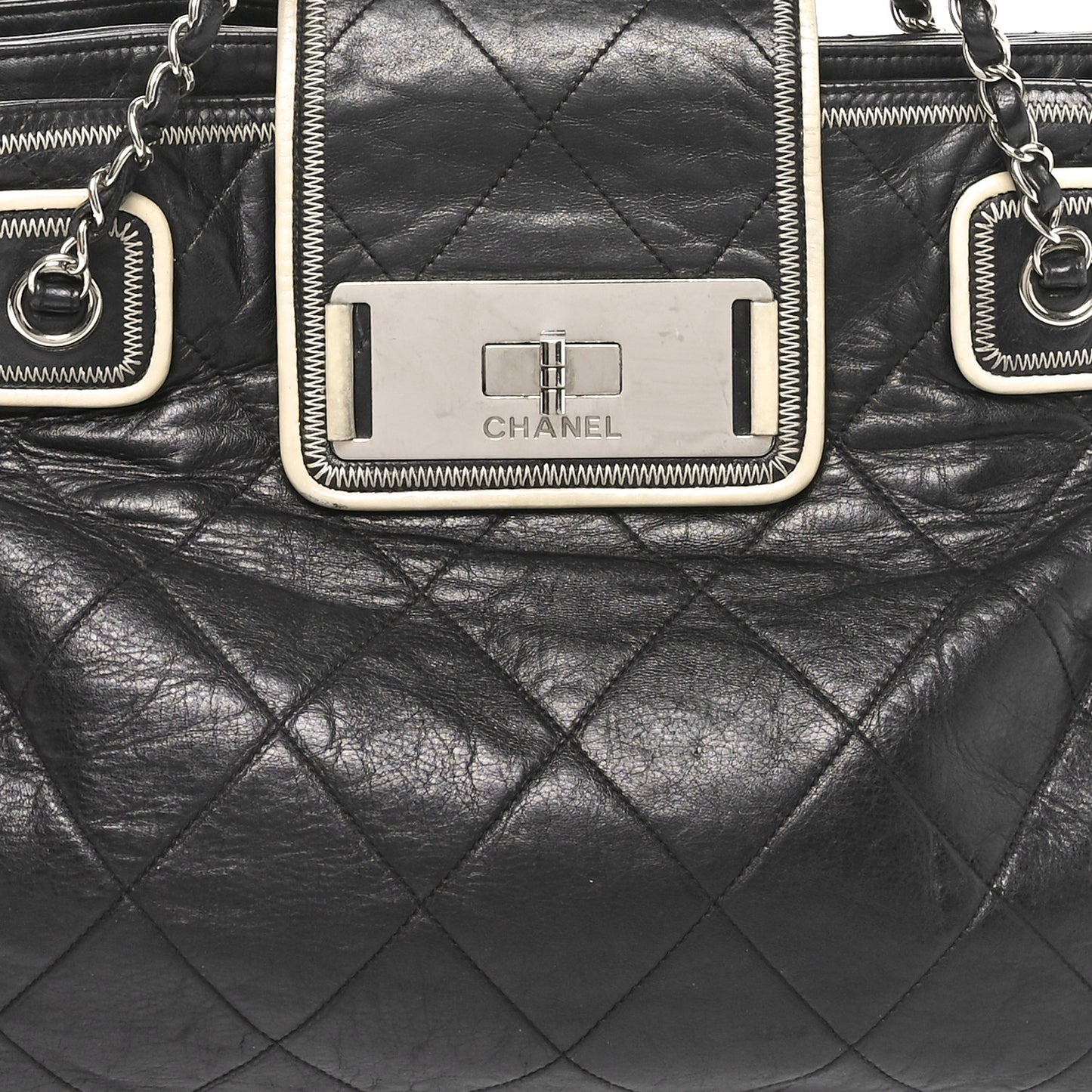 Lambskin Quilted Mademoiselle Accordion Tote Black