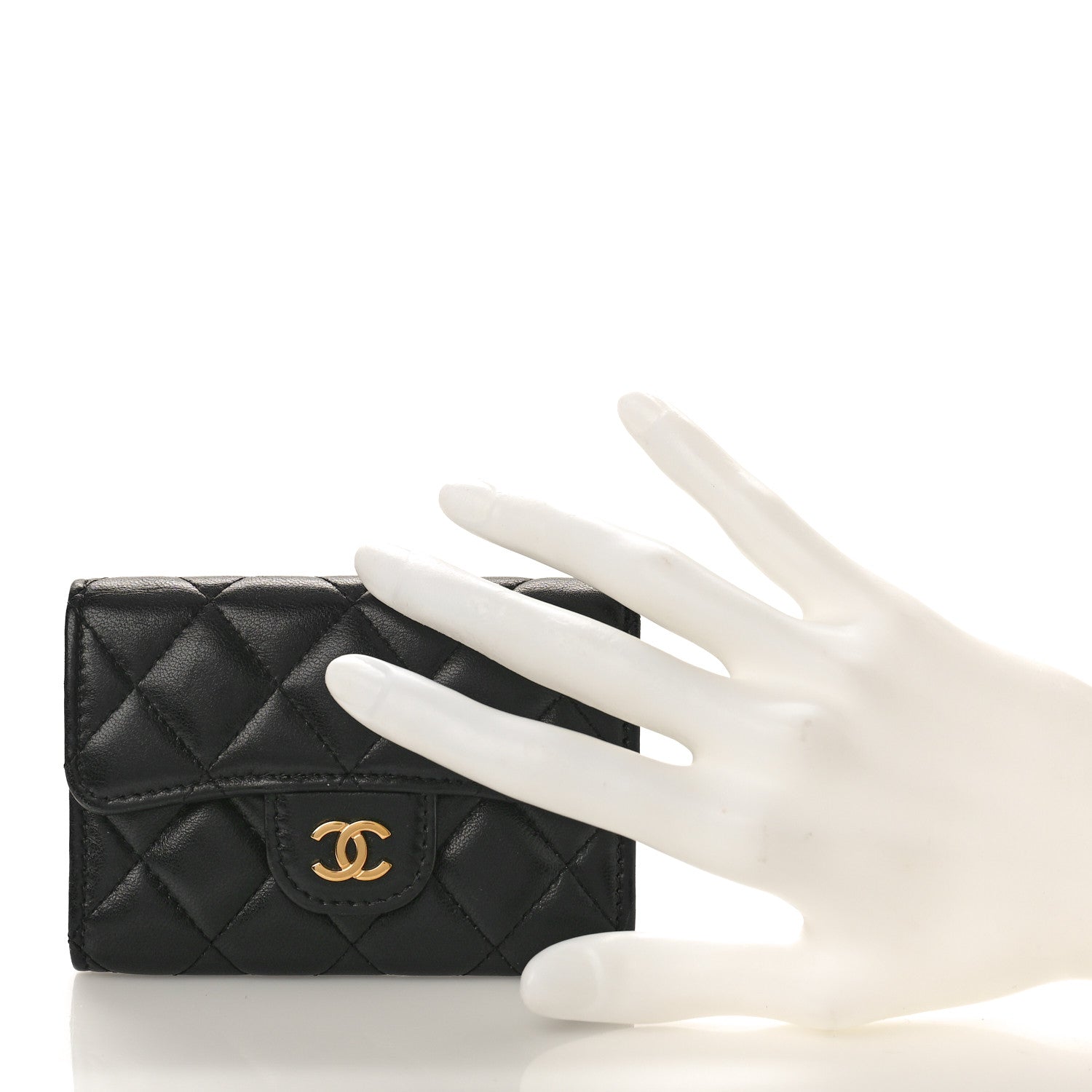 Chanel Lambskin Quilted Flap Card Holder Wallet Black 2 of 10