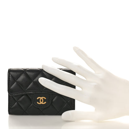 Chanel Lambskin Quilted Flap Card Holder Wallet Black 2 of 10