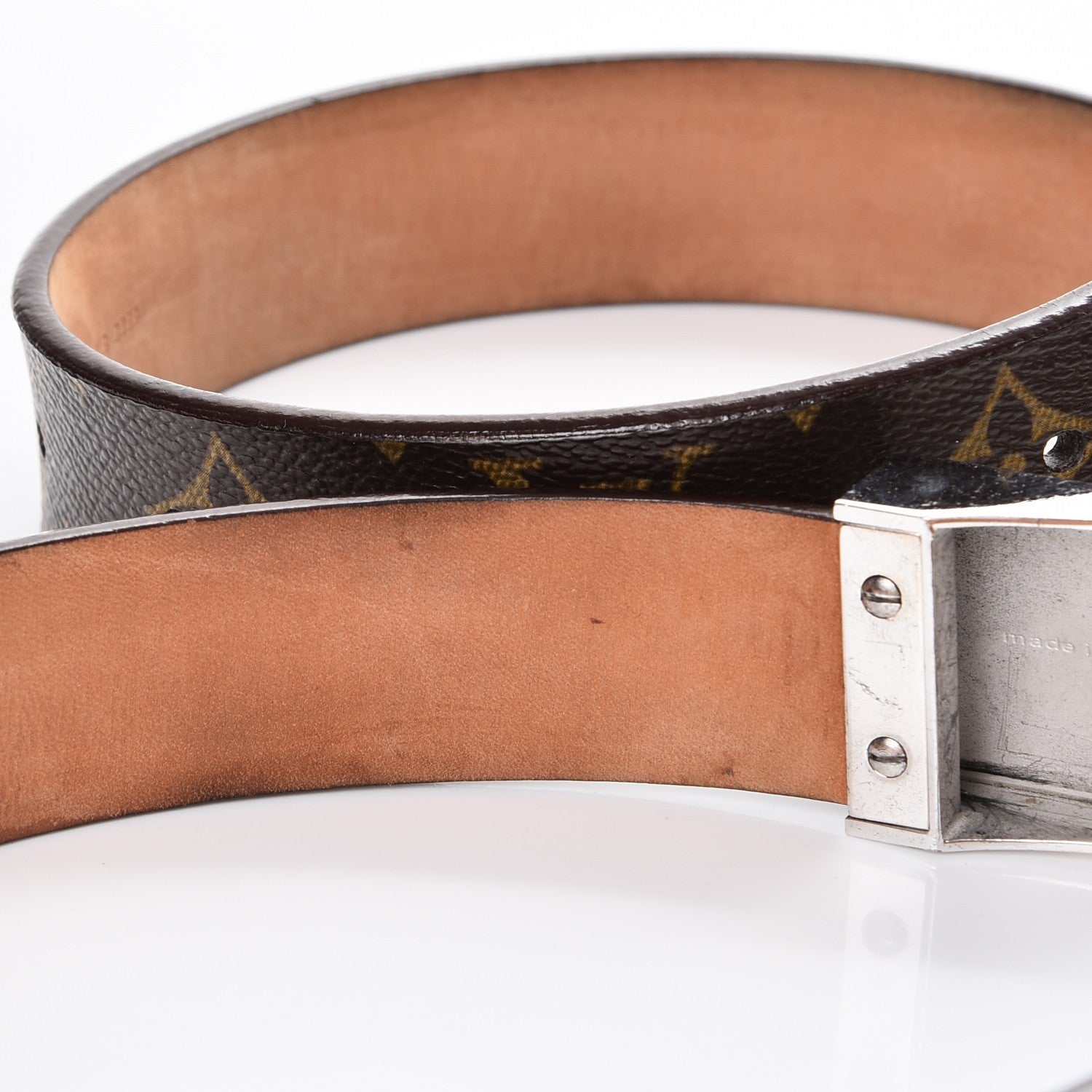 Louis Vuitton Monogram Ceinture Belt Silver Buckle 85 34 9 of 10