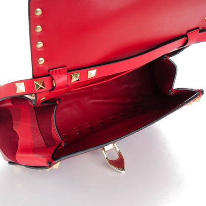Valentino Garavani Nappa Canvas Camouflage Mini Rockstud Flap Saddle Crossbody Bag Red 5 of 7