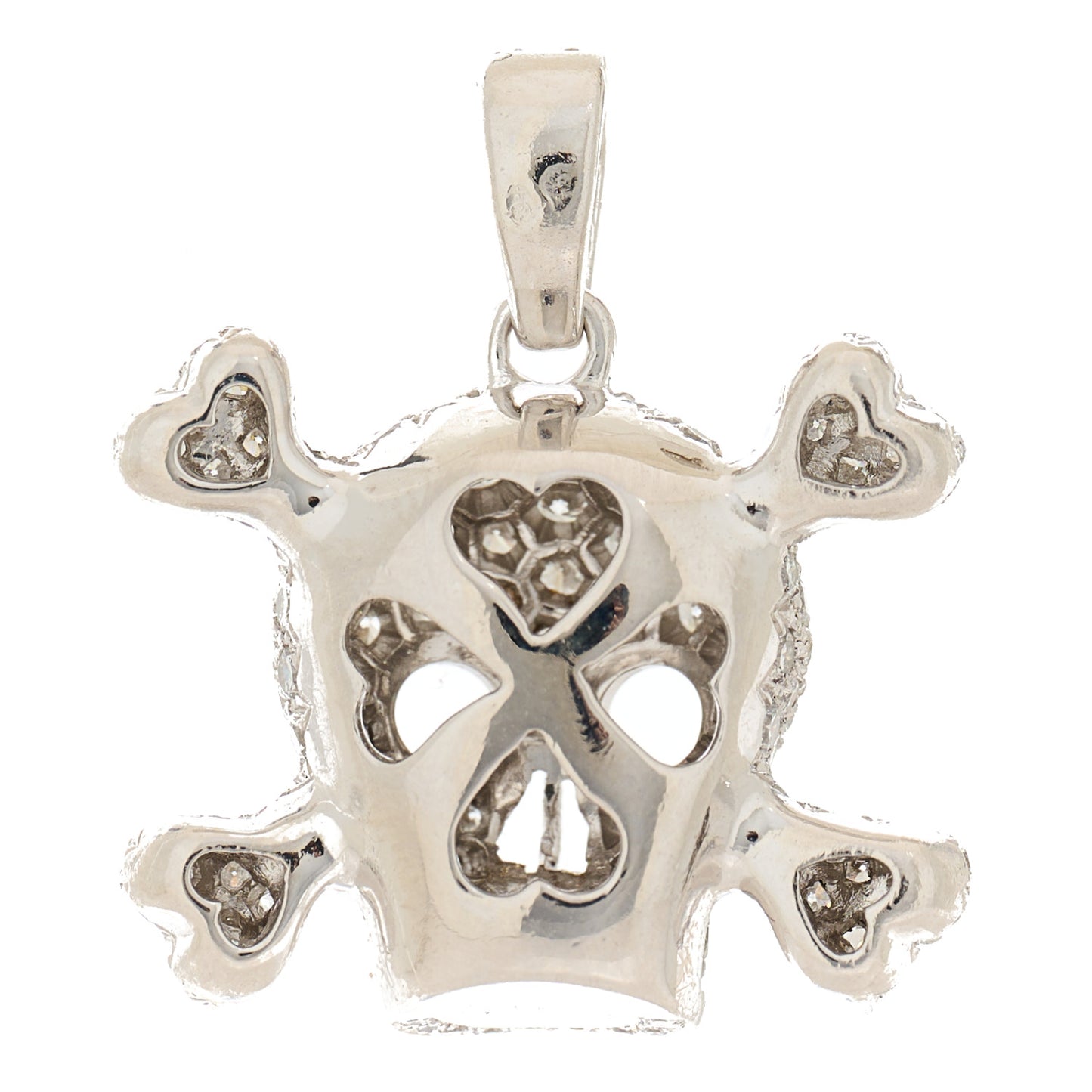 18K White Gold Diamond Tete de Mort Pendant