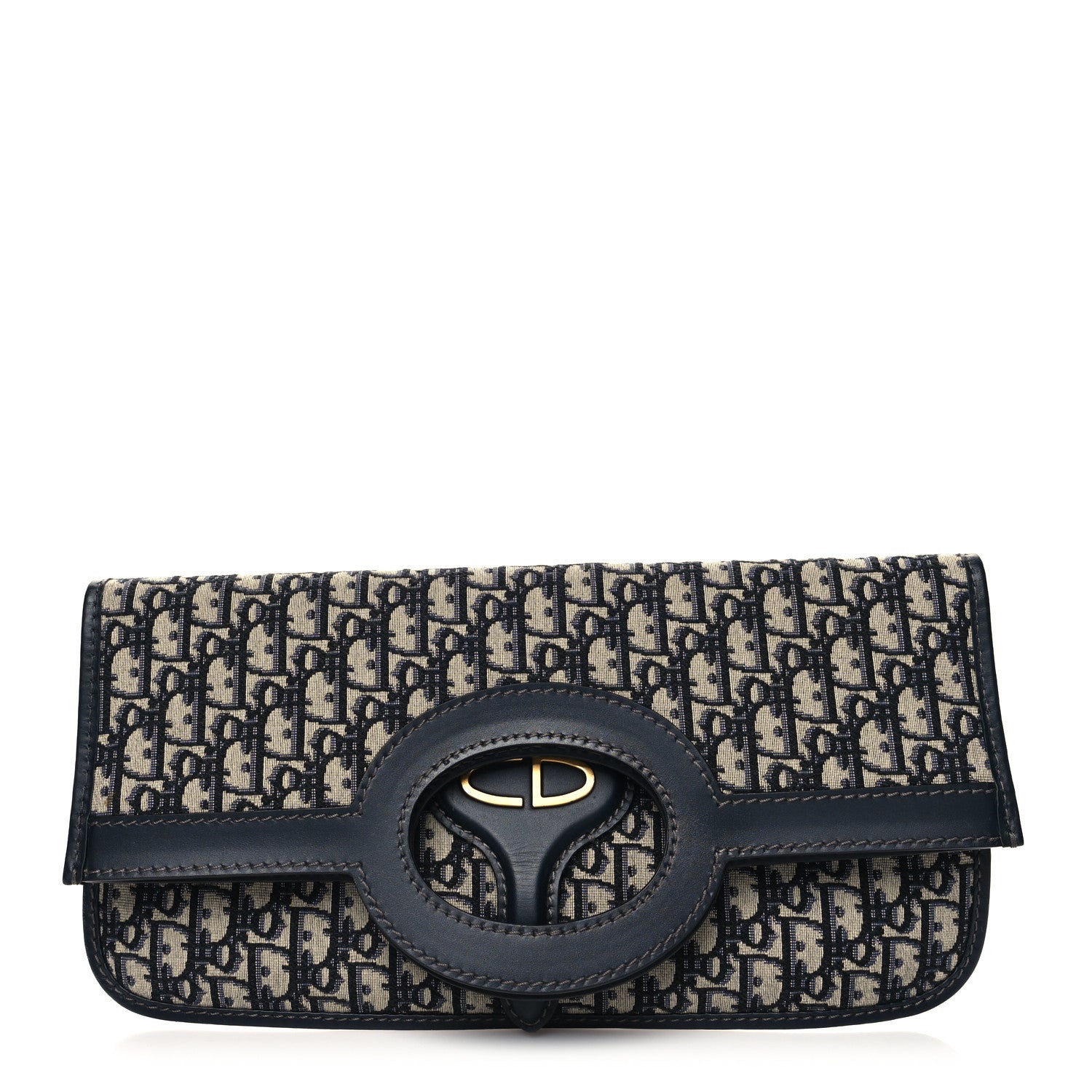 Christian Dior Oblique Fold Over Clutch Blue 1 of 11