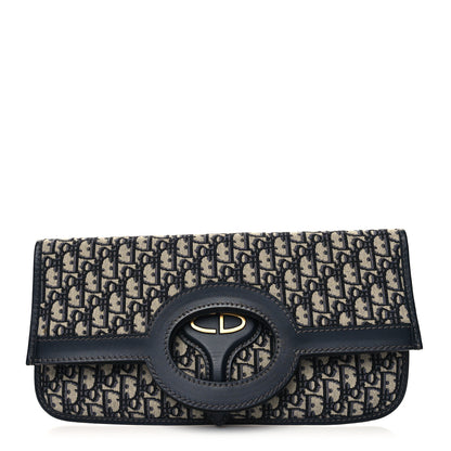 Christian Dior Oblique Fold Over Clutch Blue 1 of 11